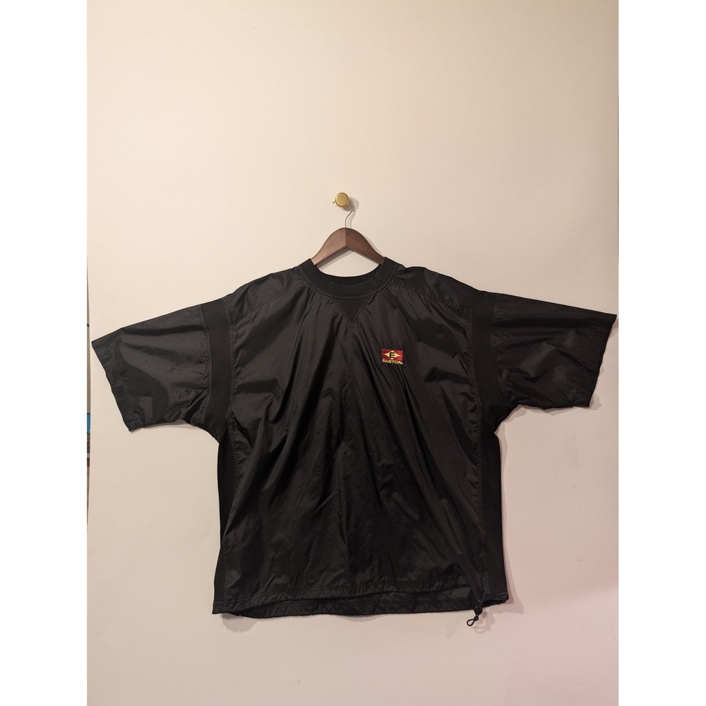Easton Windbreaker Pullover Mens XL Black Excellent Short Sleeve Batting Jacket